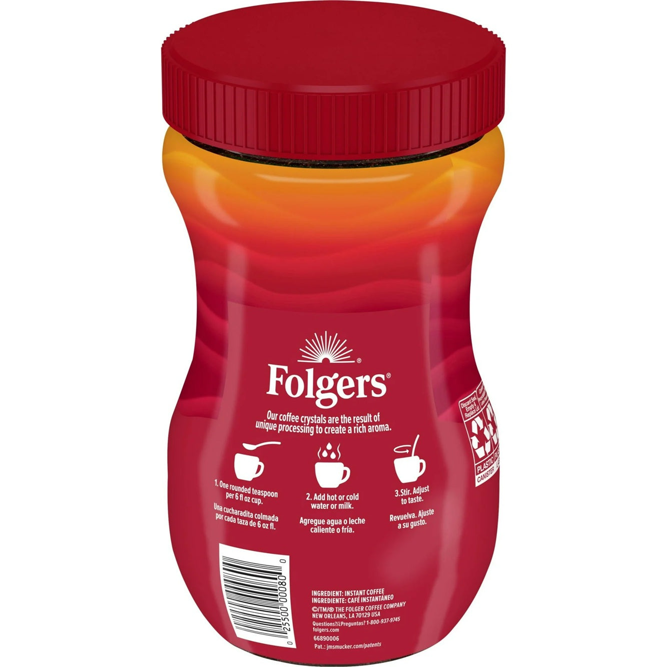 Folgers Classic Roast Instant Coffee, 12 oz Jar