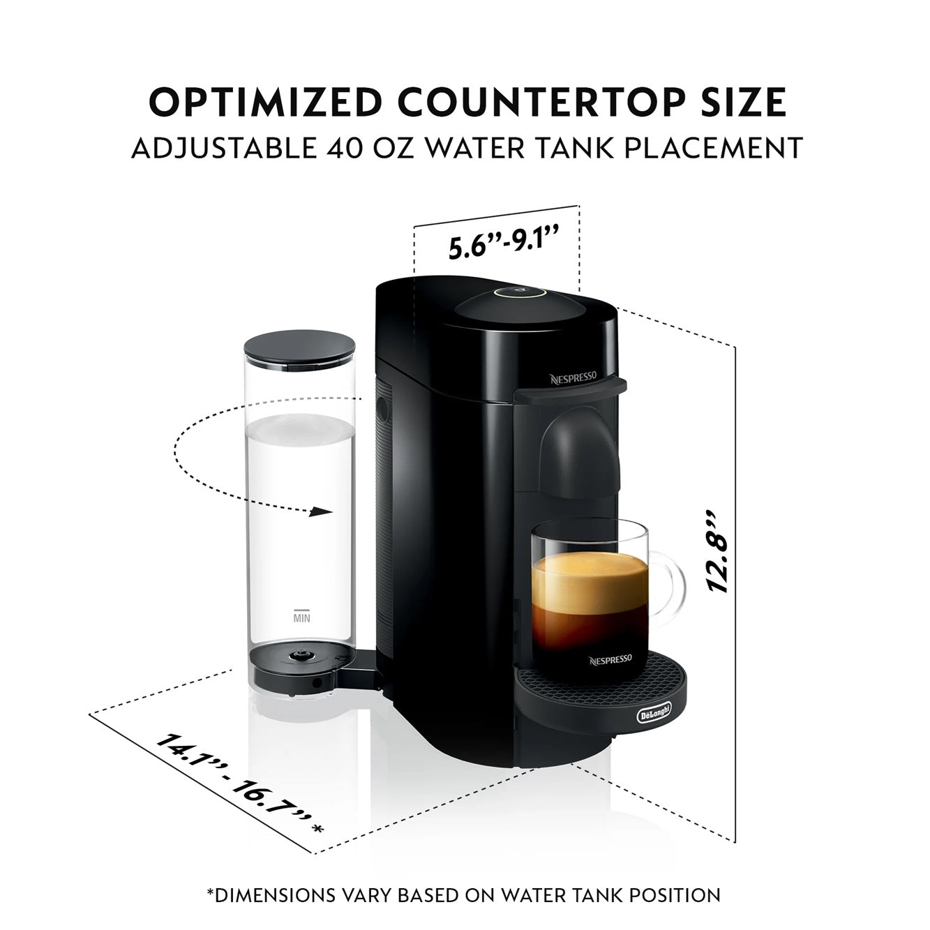 Nespresso Vertuo Plus Coffee and Espresso Maker by De'Longhi, Black 110v.