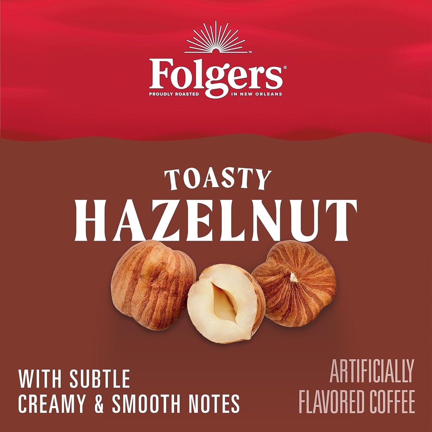 Folgers Toasty Hazelnut Flavored Ground Coffee, 9.6 Ounce Canister