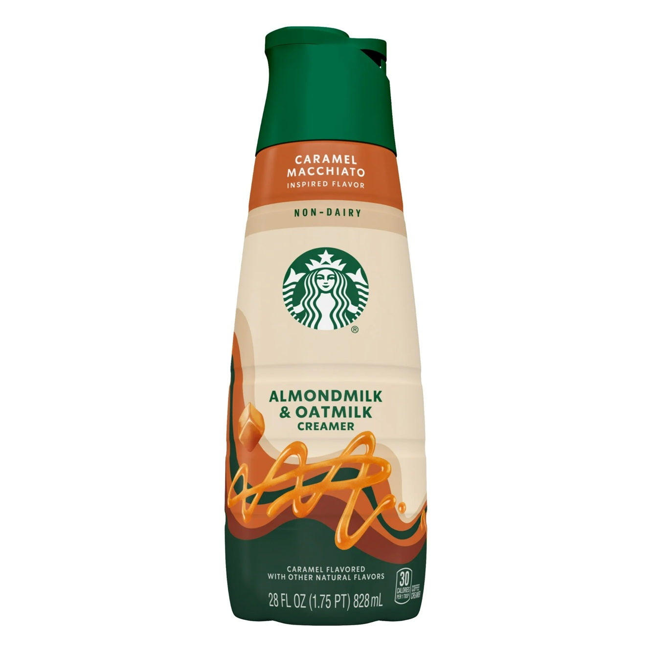 Starbucks Caramel Flavored Almond milk and Oat milk Non Dairy Liquid Coffee Creamer, 28 fl oz