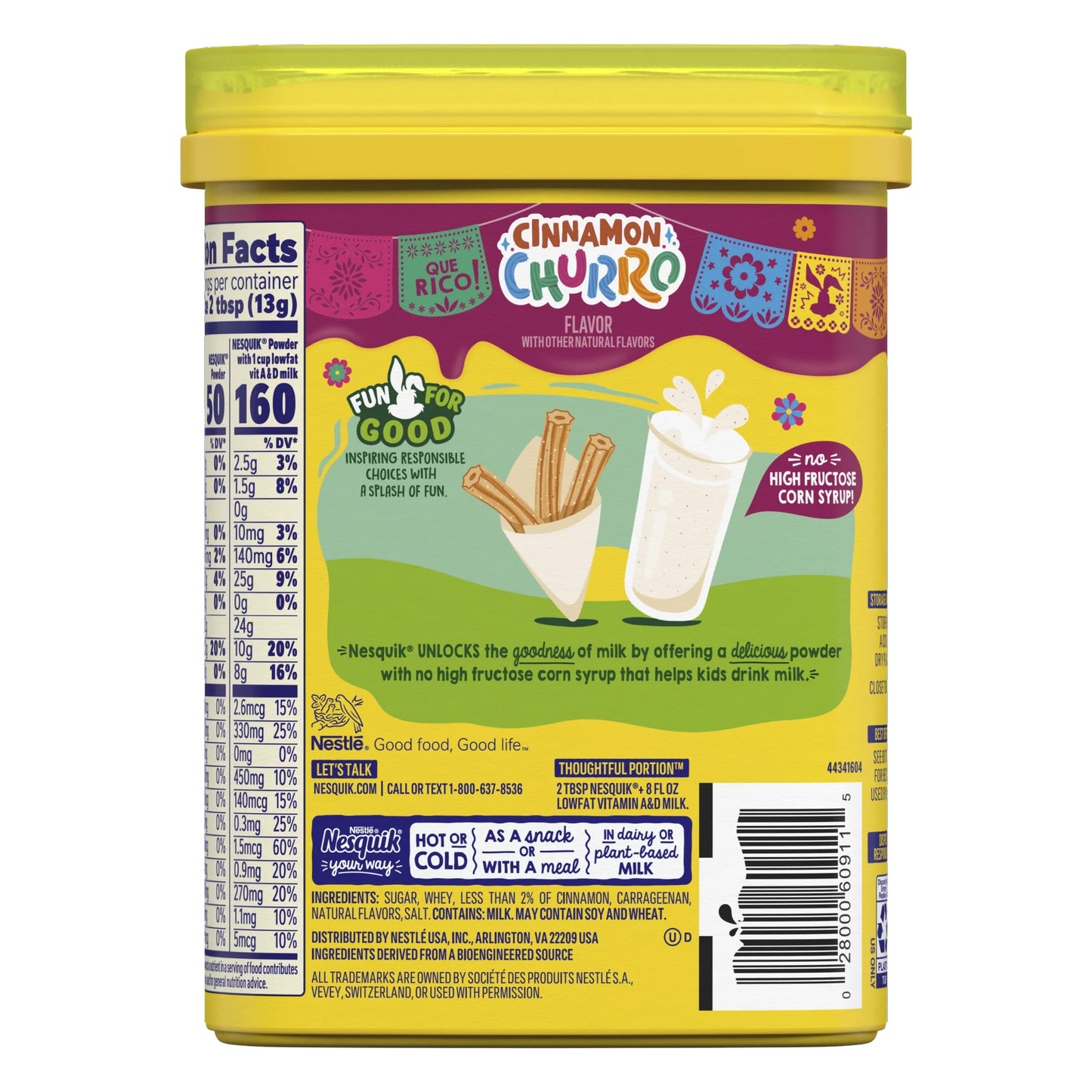 Nestle Nesquik Cinnamon Churro Powder, Drink Mix, 10 oz Can