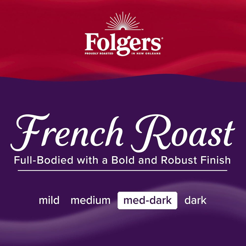 Folgers French Roast Medium Dark Roast Ground Coffee, 9.6 Ounces