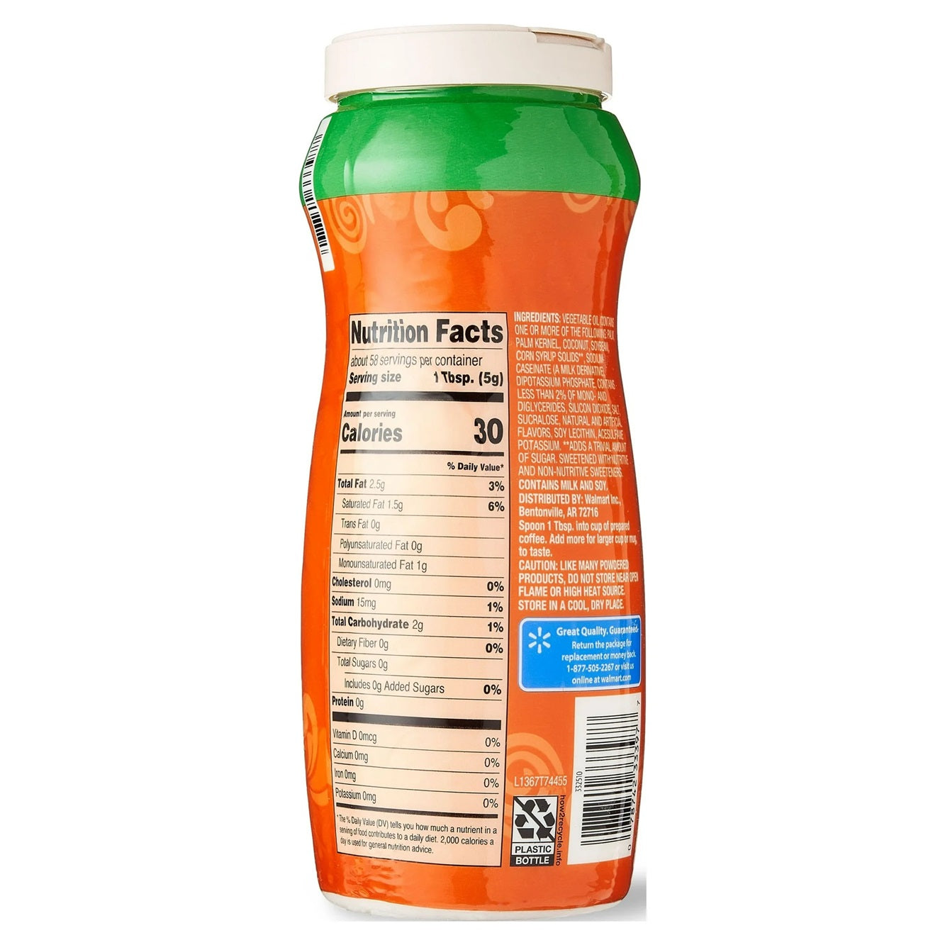 Great Value Hazelnut Coffee Creamer, Sugar Free, 10.2 oz