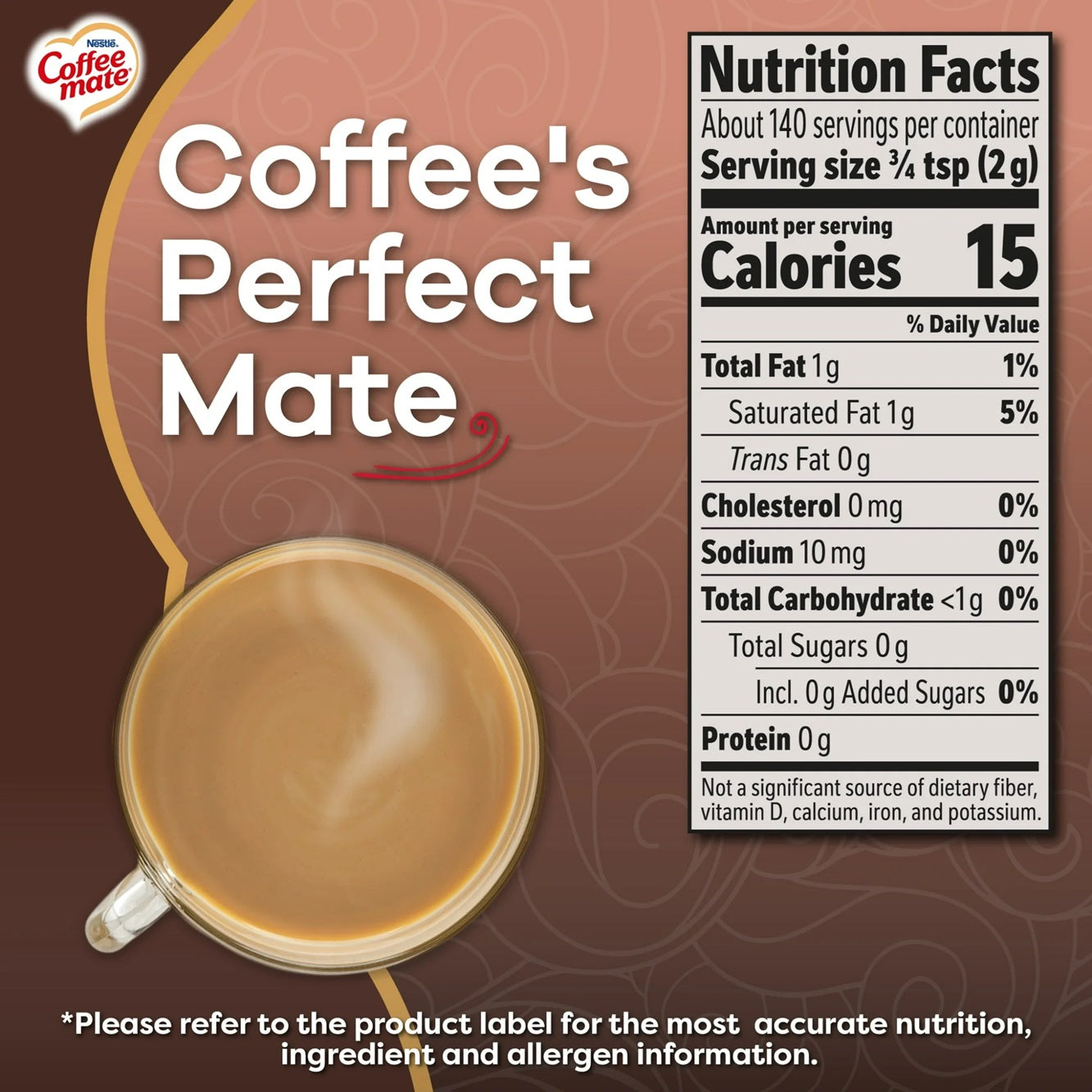Nestle Coffee Mate, Chocolate Crème Sugar-Free Powdered Coffee Creamer, 10.2 oz
