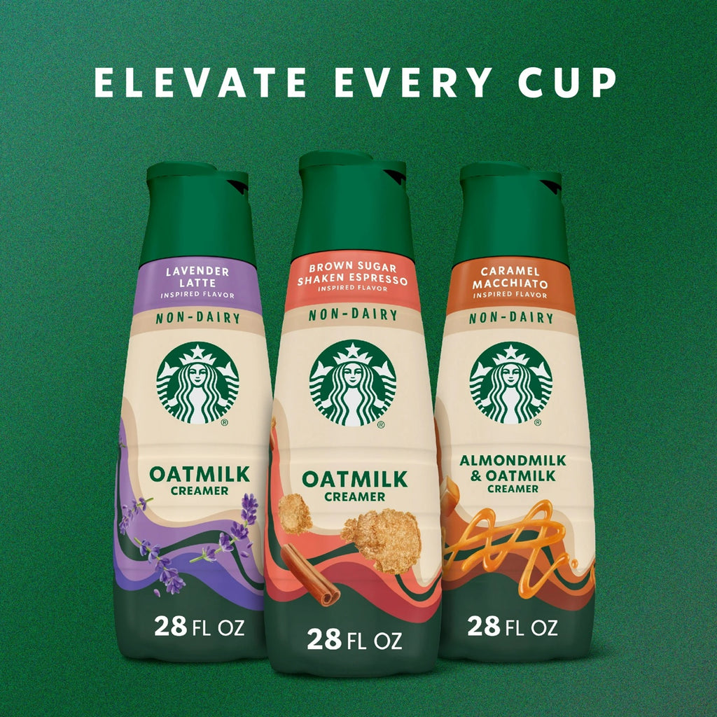 Starbucks Non-Dairy Brown Sugar Cinnamon Flavored Creamer, Oatmilk Coffee Creamer, Inspired by Brown Sugar Shaken Espresso 28 fl oz