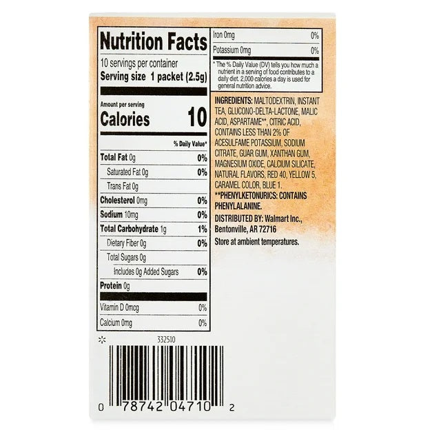 Great Value Sweet Tea Drink Mix, 0.09 oz, 10 Sachet