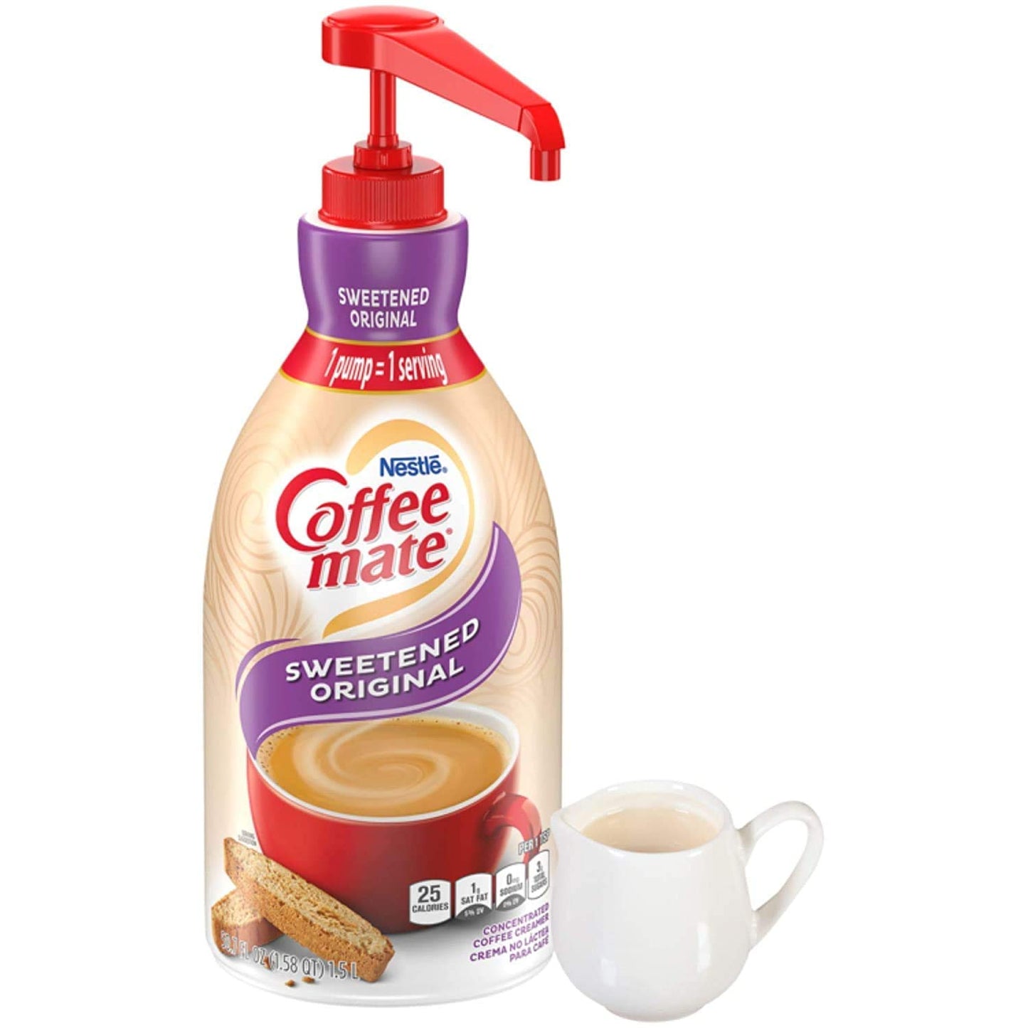 COFFEE MATE Sweetened Original Liquid Coffee Creamer, Coffee Creamer  | Pump Bottle, 50.7 Oz