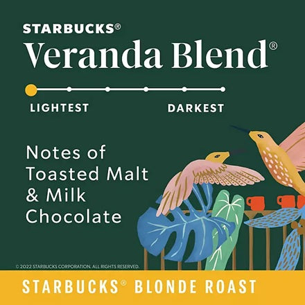 Starbucks Veranda Premium Blonde Ground Roast Coffee, 2.5 Oz (1 Sachet )