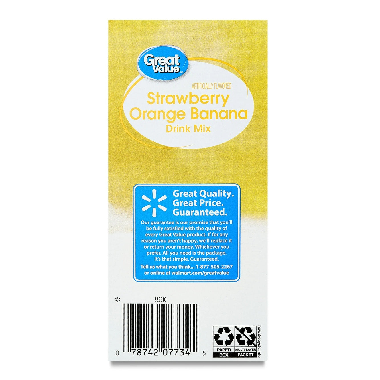 Great Value Strawberry Orange Banana Drink Mix Powder, 0.4 oz, 6 Count