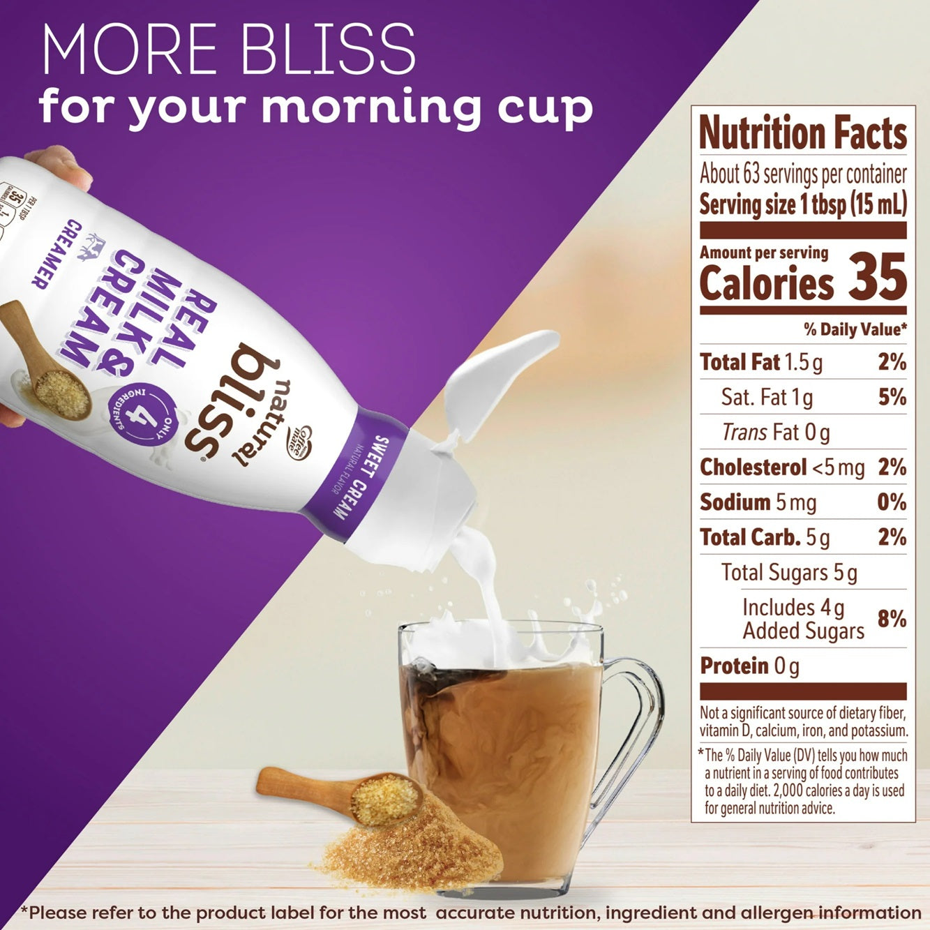 Natural Bliss Milk and Sweet Cream, Liquid Dairy Coffee Creamer, 32 fl oz