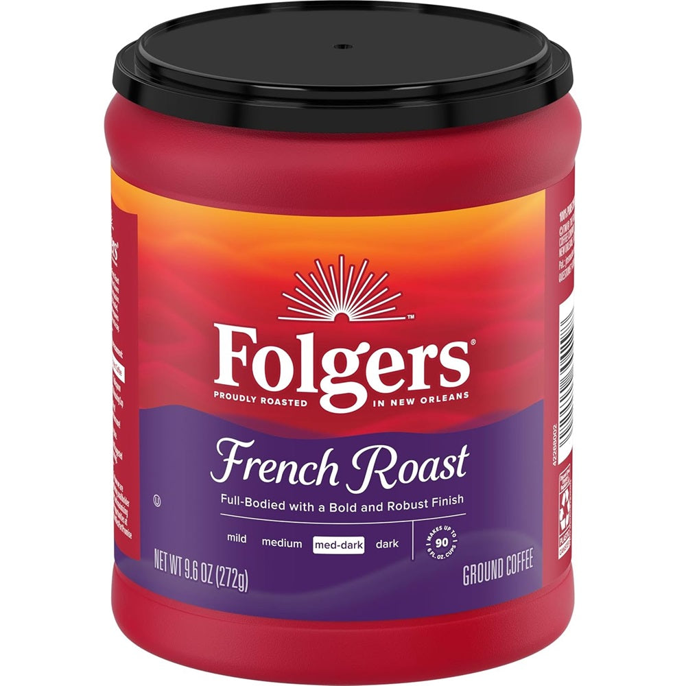 Folgers French Roast Medium Dark Roast Ground Coffee, 9.6 Ounces