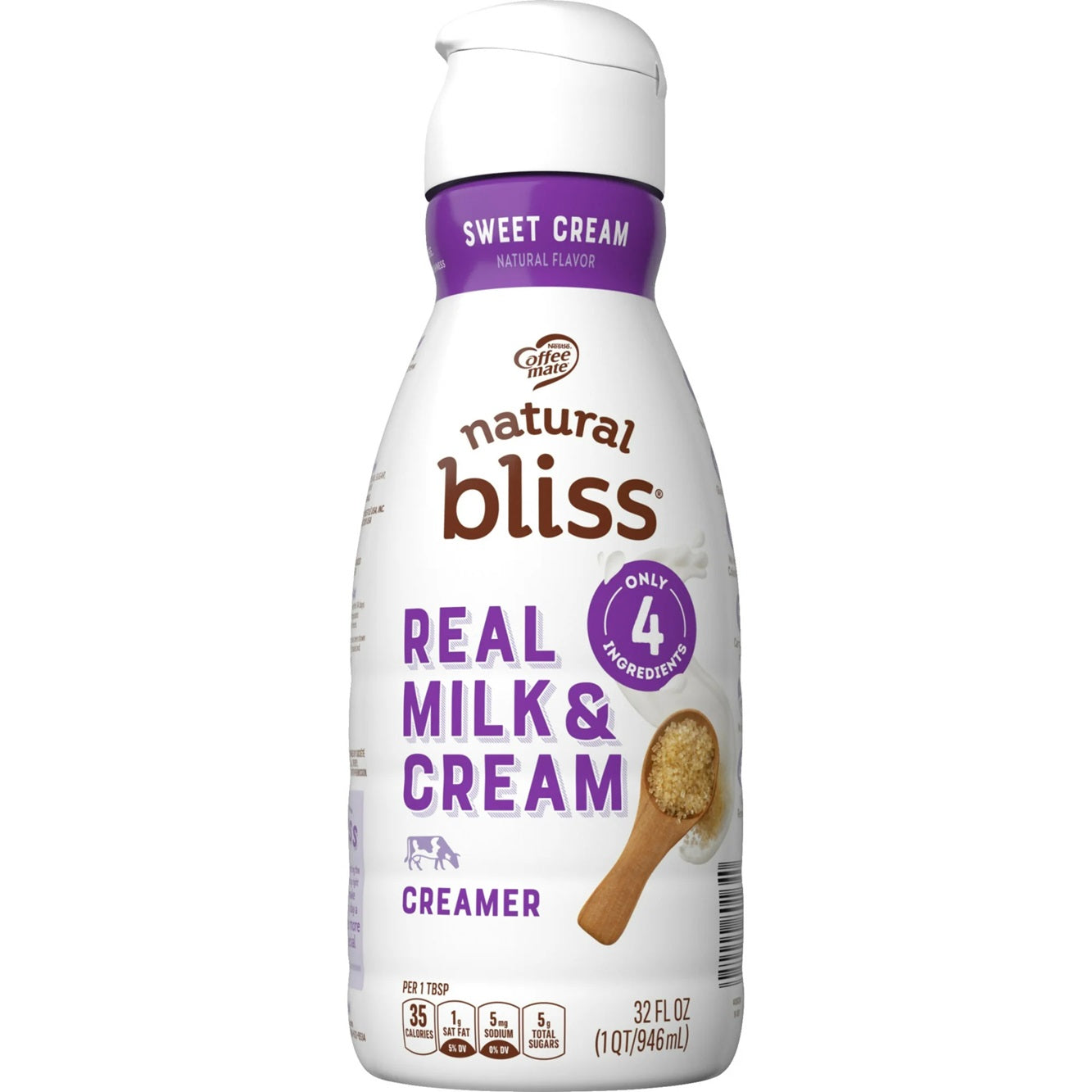 Natural Bliss Milk and Sweet Cream, Liquid Dairy Coffee Creamer, 32 fl oz