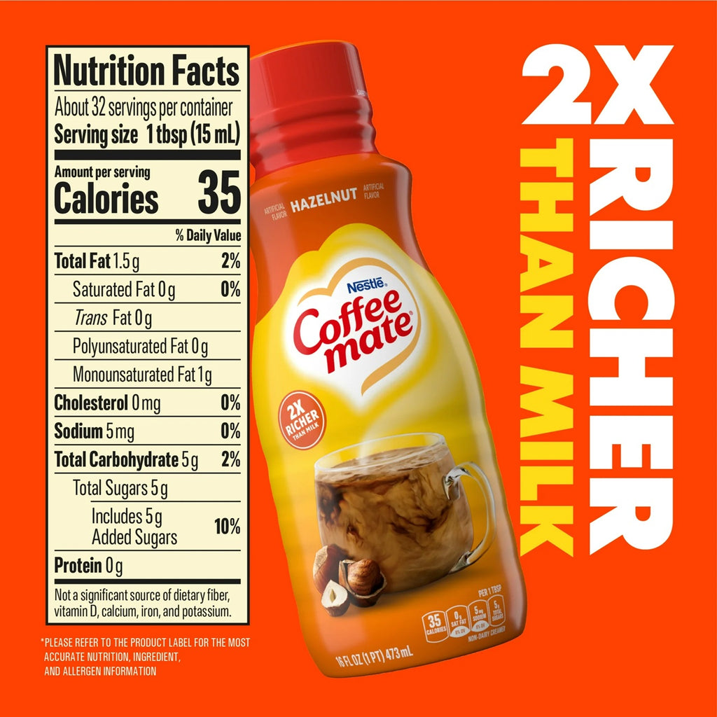 COFFEE MATE Hazelnut-Liquid Coffee Creamer  |16 Fl. Oz. Bottle