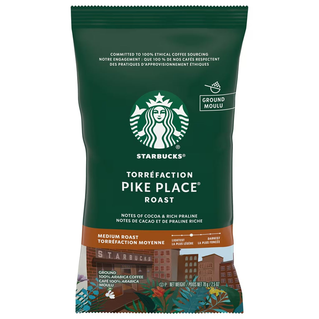 Starbucks Pike Place Premium Medium Ground Roast Coffee, 2.5 Oz (1 Sachet )