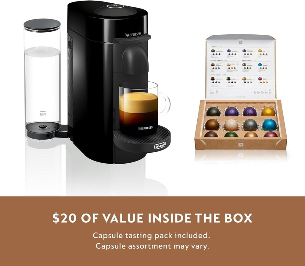 Nespresso Vertuo Plus Coffee and Espresso Maker by De'Longhi, Black 110v.