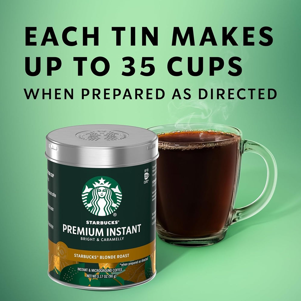 Starbucks Premium Instant Coffee, Blonde Roast, 100% Arabica Beans,3.17 Oz