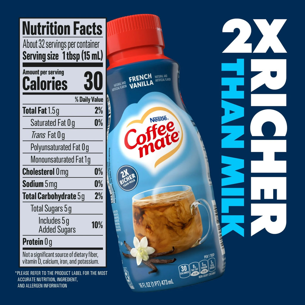 COFFEE MATE French Vanilla Liquid -Coffee Creamer | 16 Fl. Oz. Bottle