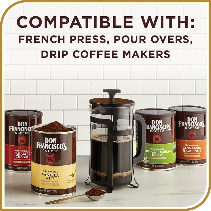 Don Francisco's Premium Vanilla Nut Ground Flavored Coffee: Rich, Aromatic 100% Arabica Beans -12 oz