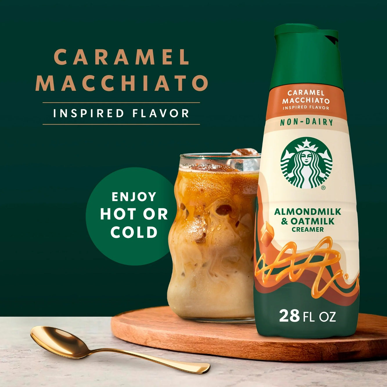 Starbucks Caramel Flavored Almond milk and Oat milk Non Dairy Liquid Coffee Creamer, 28 fl oz