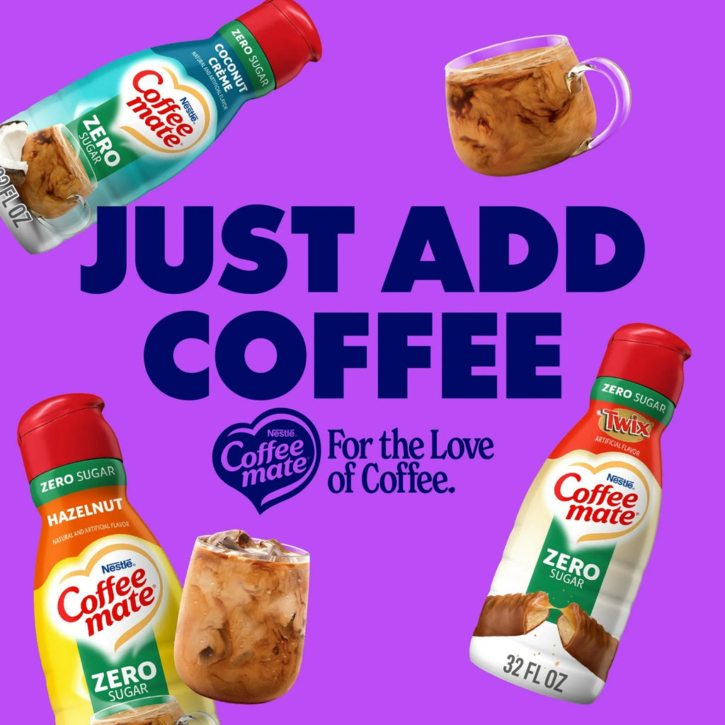 Nestle Coffee Mate Non Dairy Zero Sugar Italian Sweet Creme Liquid Coffee Creamer Sugar Free, 32 fl oz Bottle