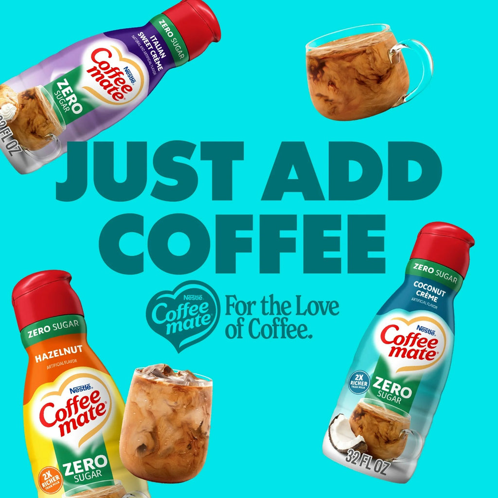 Nestle Coffee Mate Zero Sugar Coconut Creme Liquid Coffee Creamer, 32 fl oz Bottle