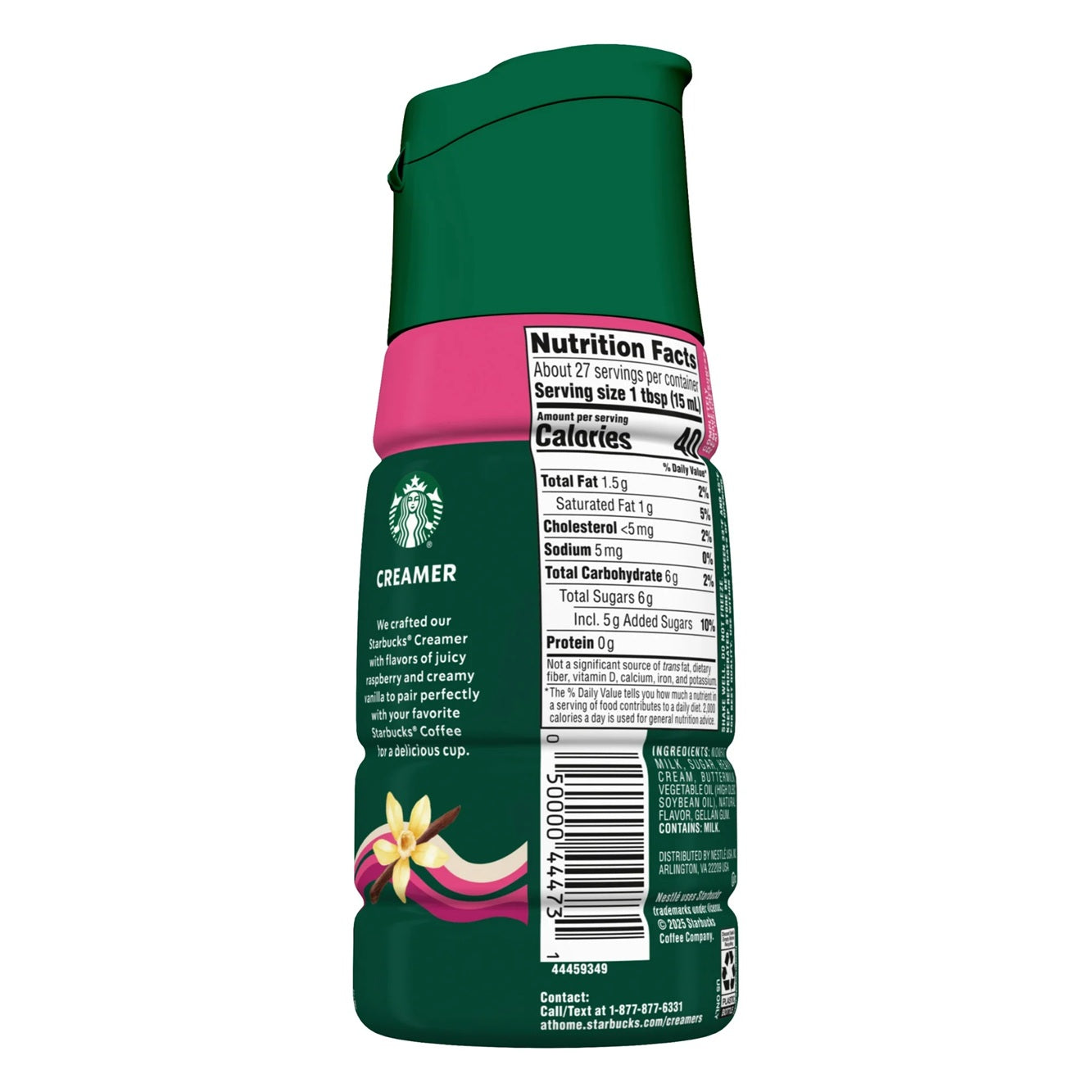 Starbucks Raspberry Vanilla Flavored Coffee Creamer, Liquid Creamer, Dairy Creamer 14 fl oz