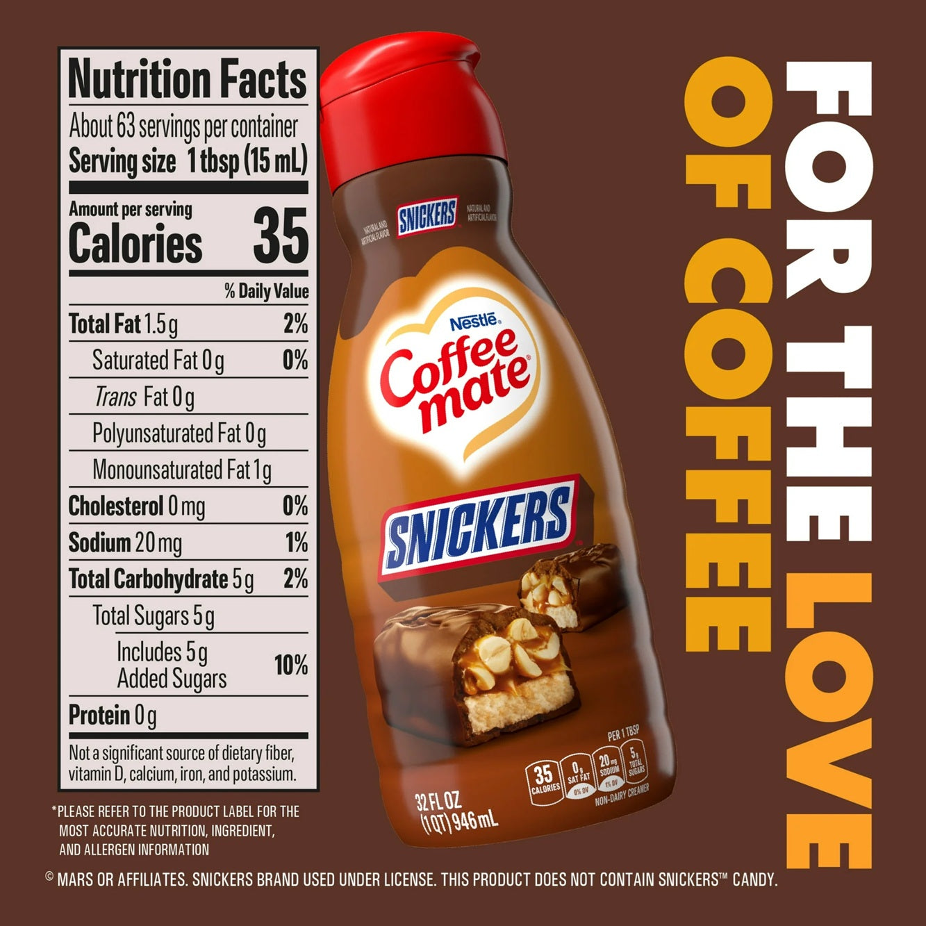 Coffee mate Snickers Flavored Liquid Coffee Creamer, 32 fl oz