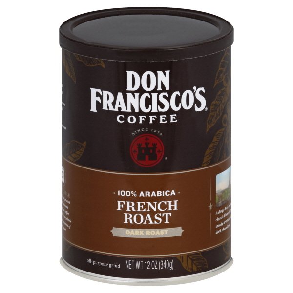 Don Francisco's French Dark Roast Ground Coffee: Rich, Smoky 100% Arabica Beans with Chocolate Notes - 12 oz