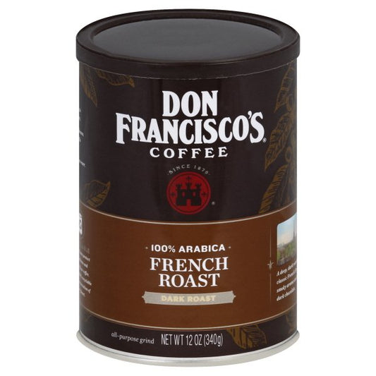 Don Francisco's French Dark Roast Ground Coffee: Rich, Smoky 100% Arabica Beans with Chocolate Notes - 12 oz