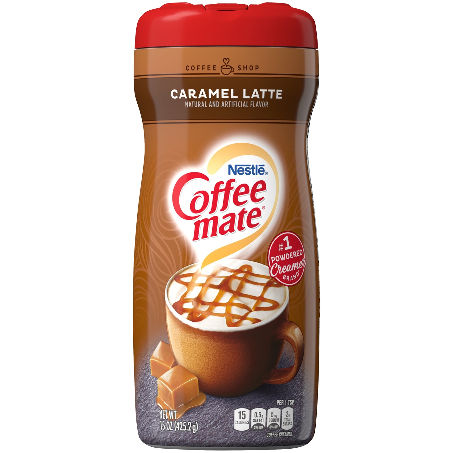 COFFEE MATE Caramel Latte Powder Coffee Creamer 15 Oz. Canister Non-dairy Lactose Free Creamer